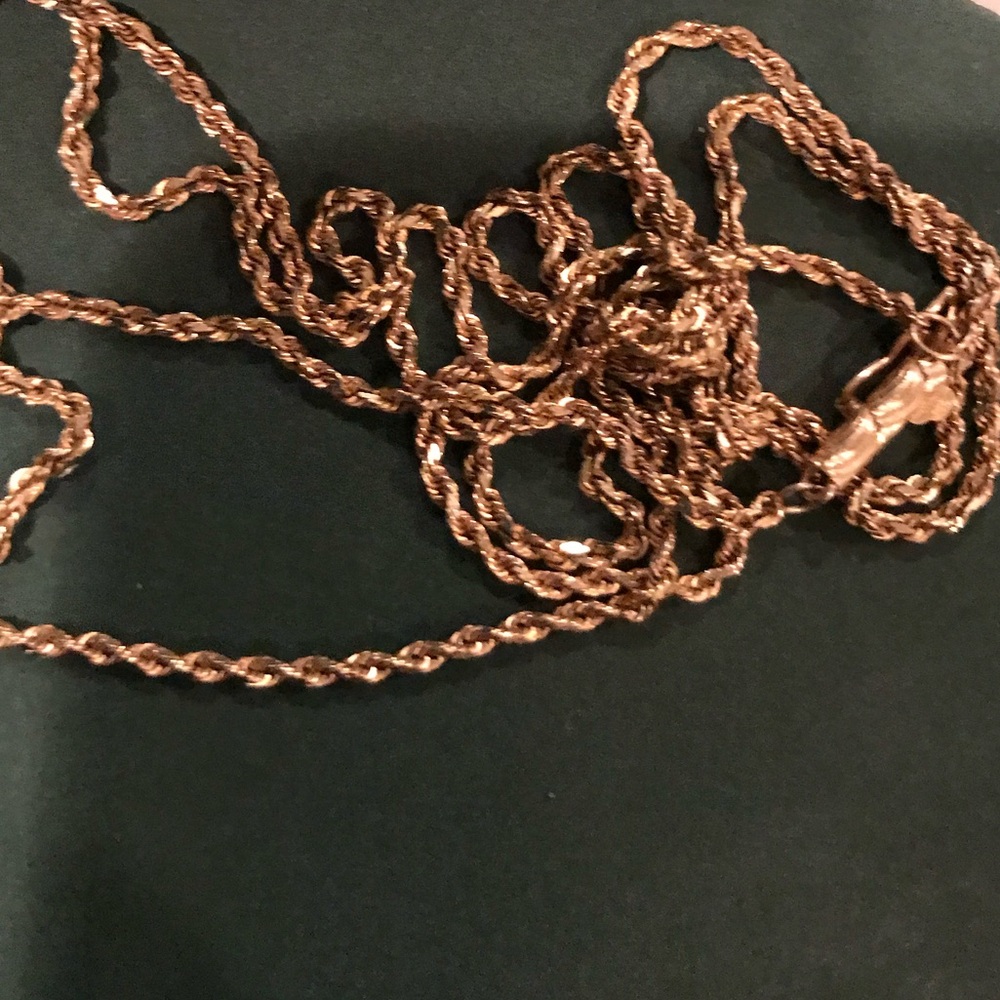 14k yellow Gold diamond cut Rope Chain Necklace 30” - Picture 4 of 11